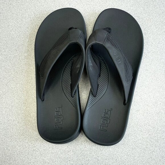NEW Flojos Men's Size 10 Black Flip Flops Thong Sandals - Picture 1 of 5